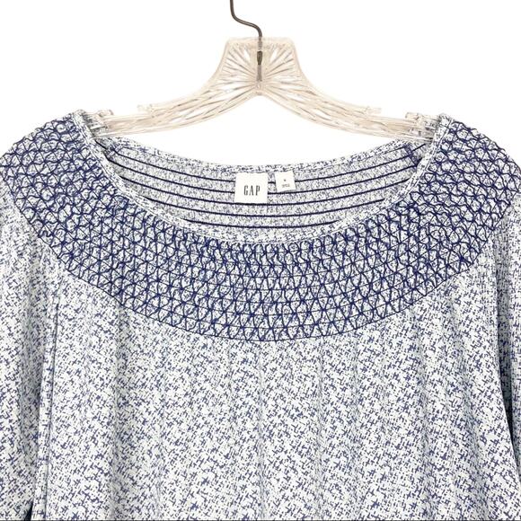 Gap Blue Printed Off The Shoulder Shirt Sz S - Picture 2 of 6